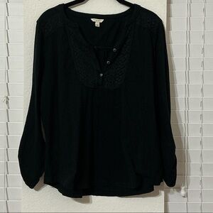 Sonoma Black Blouse with Lace Detail
